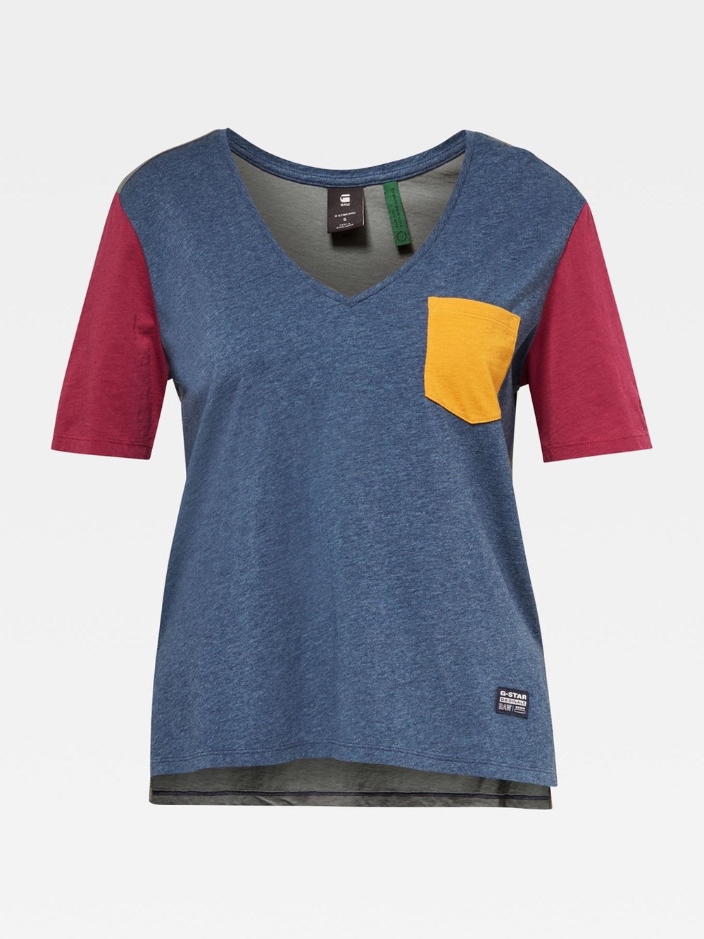 EUC G-Star Raw Colorblock Core Ovvela V-neck T-Shirt Sz Large Organic Cotton